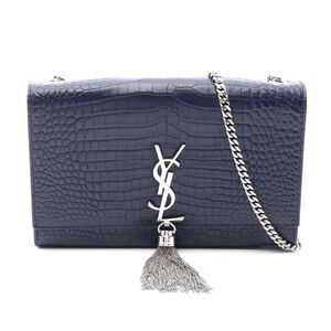 Yves Saint Laurent Kate Monogram Croc Embossed Shoulder Bag